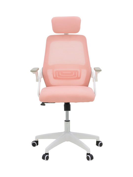 Peja Reclining Office Chair with Fixed Arms Pink-frame White Pakketo