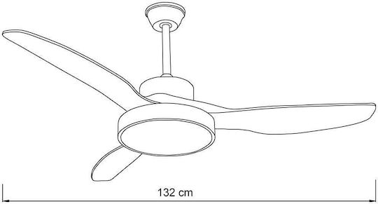Inlight Nitinat Ανεμιστήρας Οροφής 132cm με Φως Μπεζ / Λευκός