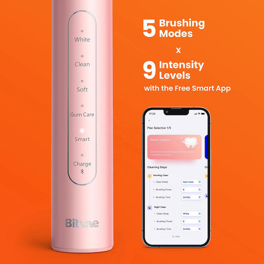 Bitvae S2 Smart Ηλεκτρική Οδοντόβουρτσα με Αισθητήρα Πίεσης και Θήκη Ταξιδίου Ροζ