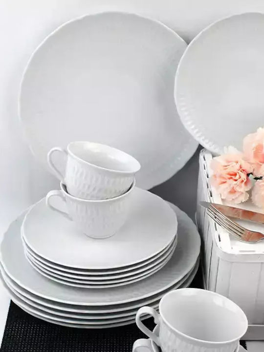 Cmielow White Porcelain Dinnerware Set 44pcs