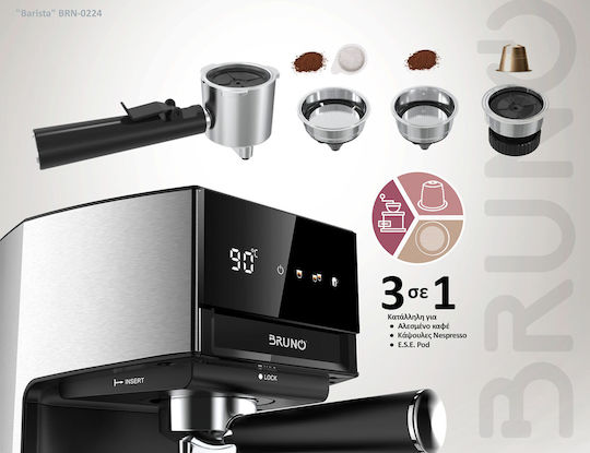 Bruno Barista Espresso Coffee Machine 950W Pressure 19bar 3 in 1 Hot & Cold BRN-0224