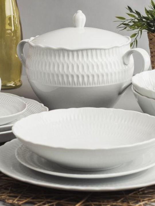 Cmielow White Porcelain Dinnerware Set 44pcs
