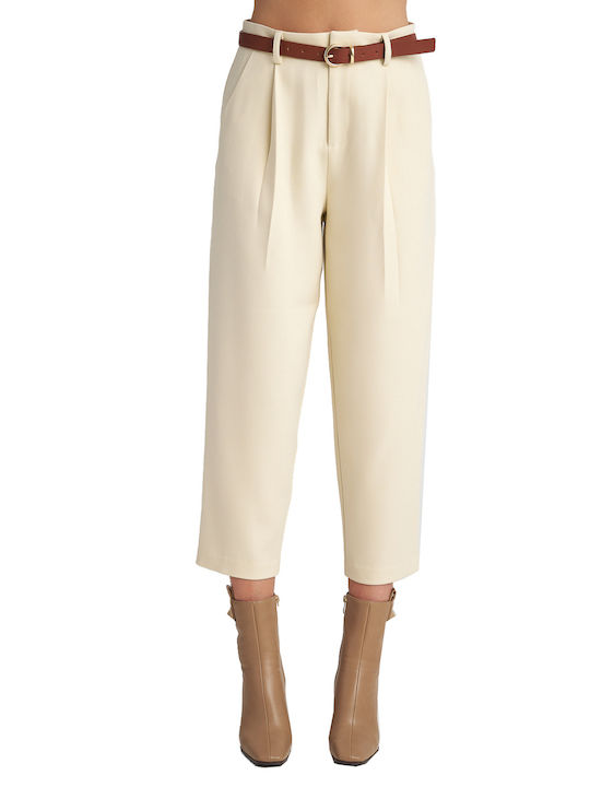 Pant Dama Tesatura Pantaloni Sub-white