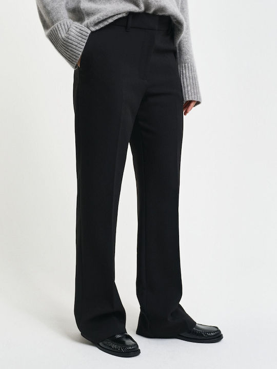 Women's Fabric Trousers Flared Slim Fit Black