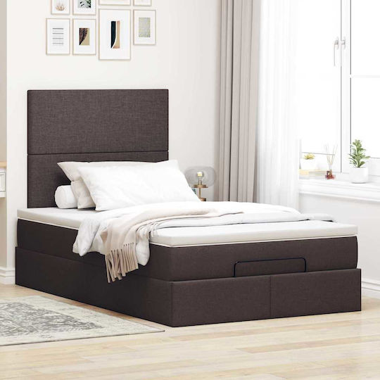 vidaXL King-Size-Bett Mit Stoff Dunkelbraune Mit Lattenrost Und Matratze 190x190cm