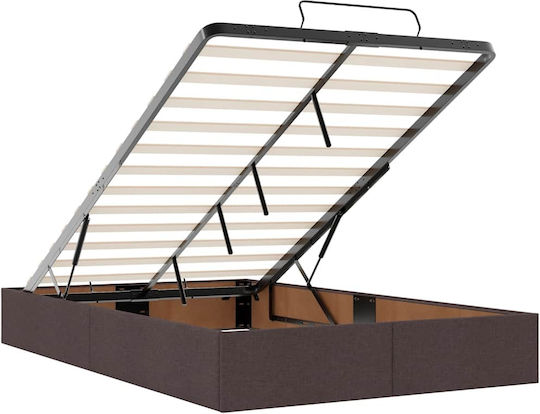 vidaXL King-Size-Bett Mit Stoff Dunkelbraune Mit Lattenrost Und Matratze 190x190cm