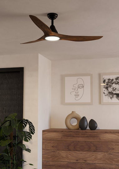 Eglo Portsea Ventilator De Tavan 132cm Cu Lumină Maro / Negru