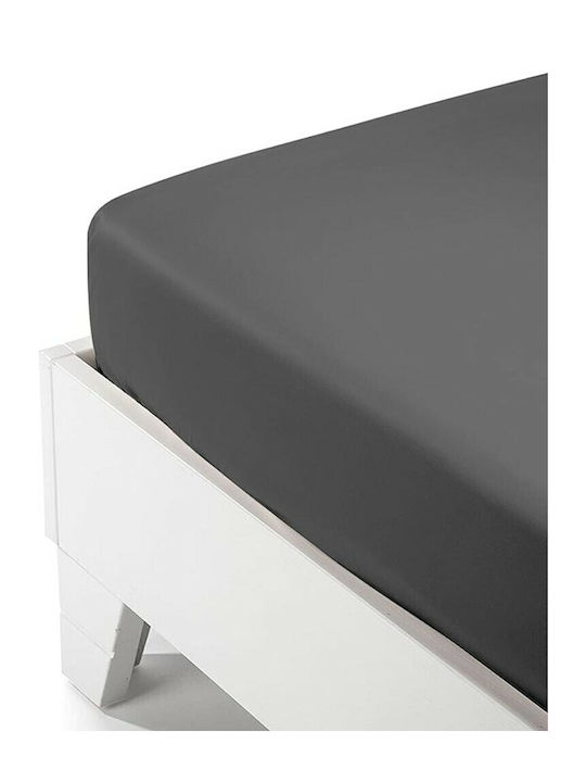 Sunshine Bettlaken Super-Doppel mit Gummiband 160x200+35cm. Satin 151-57 Dark Grey