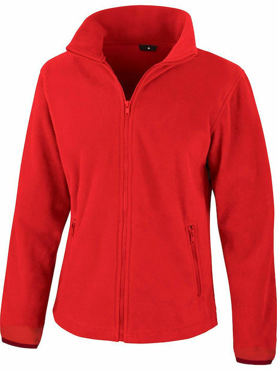 Women's Cardigan with Zipper Red