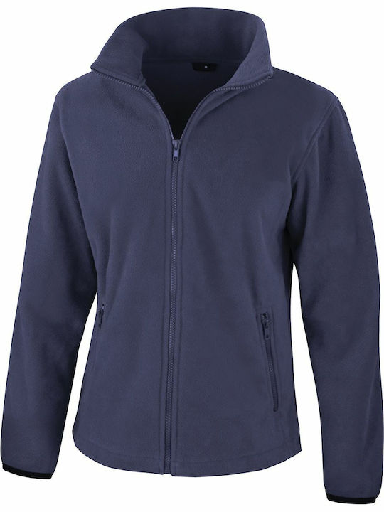 Fleece Γυναικεία Ζακέτα με Φερμουάρ σε Navy Μπλε Χρώμα
