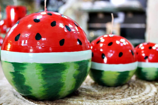 Ръчно Изработена Свещ Топка Watermelon П25 См