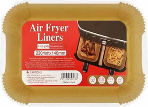 Set of 50 Non-Stick Air Fryer Paper Liners Rectangular 22x14cm 7357772