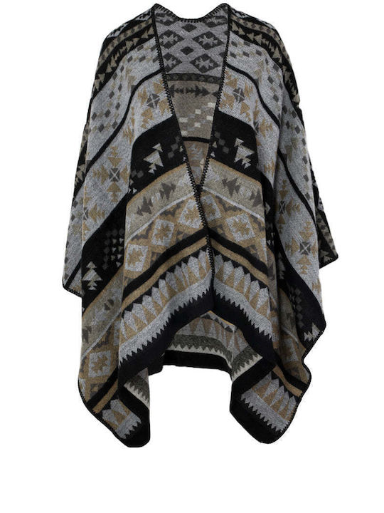Women's Knitted Poncho Black