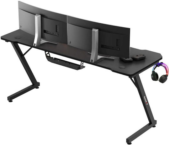 Birou Gaming Hero din Lemn Negru cu Picioare Metalice 160x60x74cm