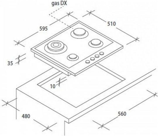 Candy Idea Εστία Υγραερίου Αυτόνομη Inox 59.5x51εκ. Ασημί