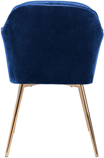 Sawyer Dining Room Velvet Armchair Blue / Gold 55x60x83cm 2pcs