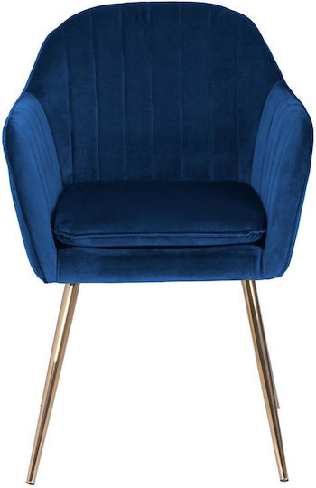 Sawyer Dining Room Velvet Armchair Blue / Gold 55x60x83cm 2pcs