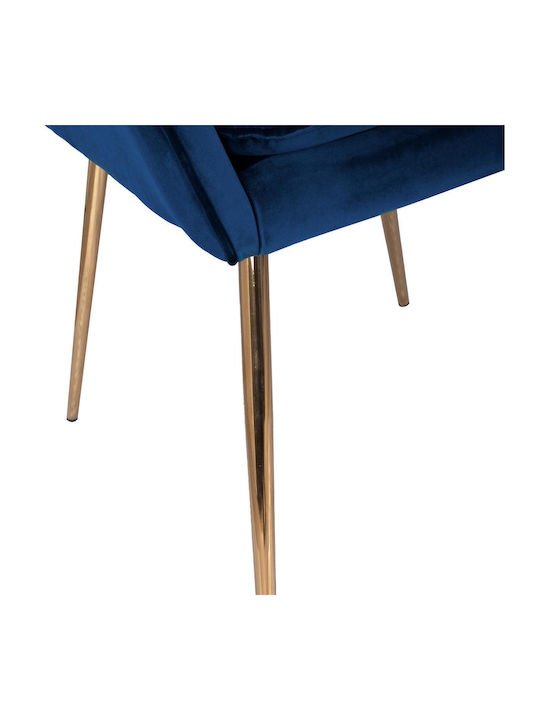 Sawyer Dining Room Velvet Armchair Blue / Gold 55x60x83cm 2pcs