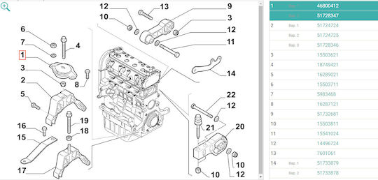 Engine Mount N.panda 169,312 1.1-8v-fiat 500 312 Lancia Ypsilon 312 Rear-fiat 500 1.2 2007 Fiat Panda 1.1 146281-10054