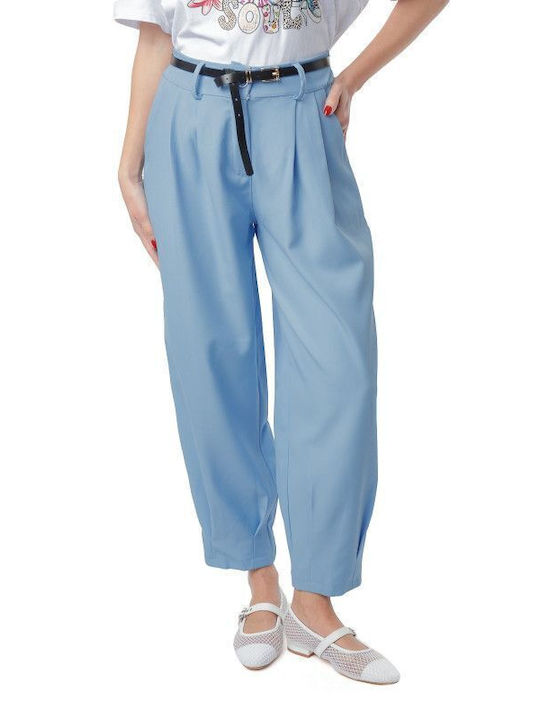 Light Blue Belted Trousers