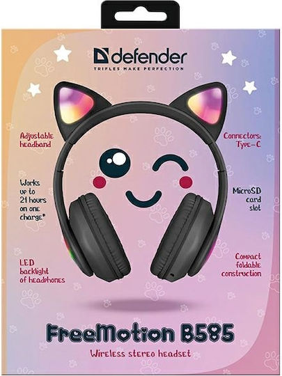 Defender FreeMotion B585 Bluetooth Wireless On Ear Headphones with Radio with 8 hours of Operation Black