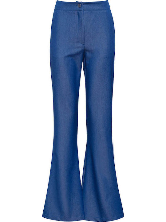 Women's High Waist Flared Pants with Sequins Blue