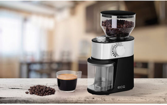 ECG KM 1412 Electric Coffee Grinder 200W for 240gr Beans and 18 Grind Levels Black