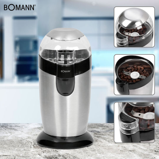 Bomann KSW 445 CB Ηλεκτρικός Μύλος Καφέ 120W με Χωρητικότητα 40gr Ασημί