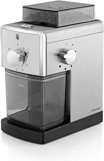 WMF Stelio Electric Coffee Grinder 110W for 180gr Beans and 17 Grind Levels Silver