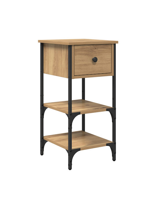 Κομοδίνο Ξύλινο με Μεταλλικά Πόδια Artisan δρυς 34x36x70cm