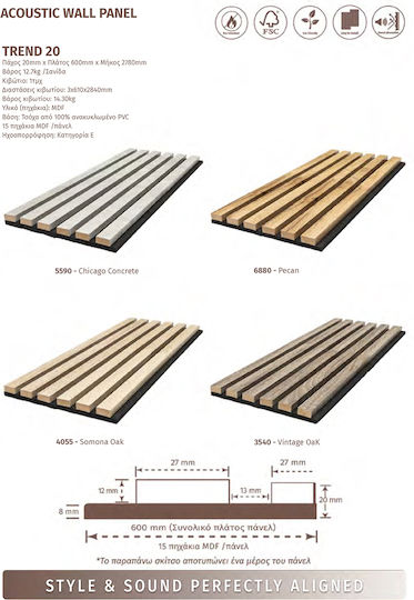 Panou Acustic 3D Trend 5590 Beton Chicago 20 600 2780mm Newplan Newplan