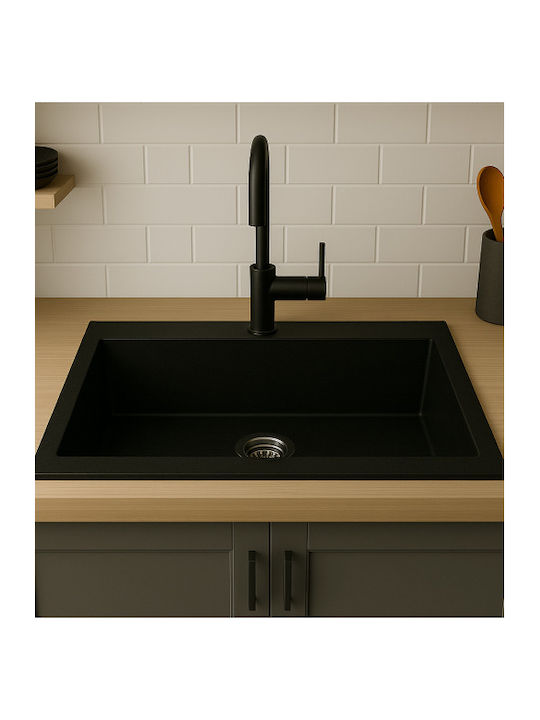 Unixton Drop-In Spüle aus Verbundgranulat B78xT50cm Schwarz