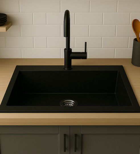 Unixton Ένθετος από Συνθετικό Γρανίτη Μ78xΠ50cm Μαύρος