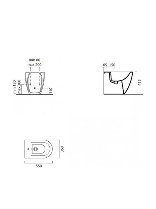 GSI Floor-Standing Bidet Pura 42x55x36cm