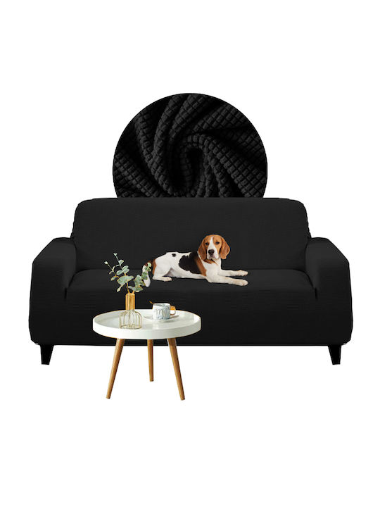 Еластични Калъфи За 2-Местен Диван 140см 185см Elastic Sofa Cover Черен