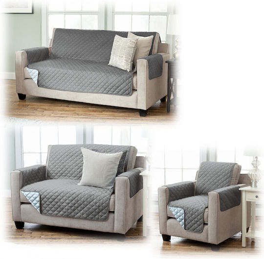 Jemidi24 Husă Elastică Canapea cu două locuri Anthracite / Light Gray 191x224cm 1buc