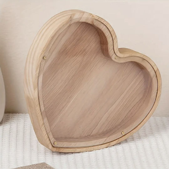 Tpster Spardose Holz Beige 18x14cm