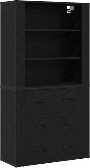Ντουλάπα Γραφείου από MDF Μαύρη Δρυός 80x33x150cm