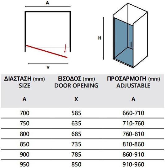 Karag Разделител на верандата Душ с Плъзгащи се Врата 80x200см Cromo