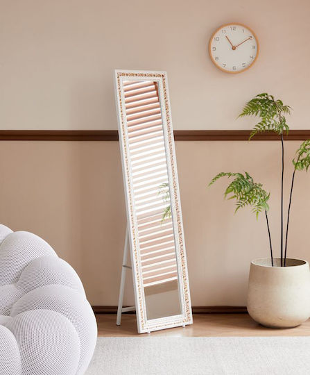 Polihome Daniel Καθρέπτης με Μπεζ Ξύλινο Πλαίσιο 148x39cm
