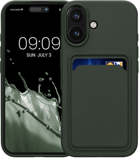 KWmobile Dark Back Cover Silicone with Card Slot Green (iPhone 16)