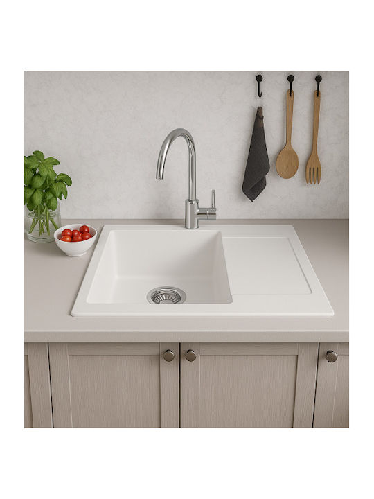 Unixton Drop-In Spüle aus Verbundgranulat B61xT50cm Weiß
