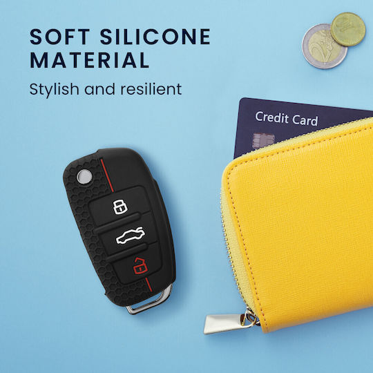 Car Key Case Audi 3 Buttons Silicone Black 53134.01