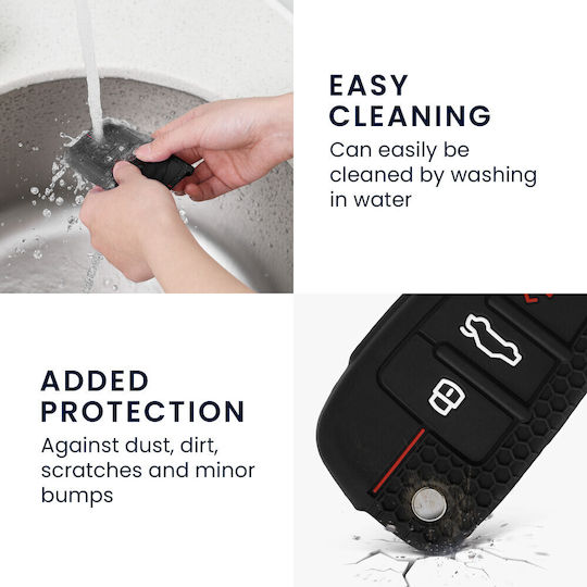 Car Key Case Audi 3 Buttons Silicone Black 53134.01