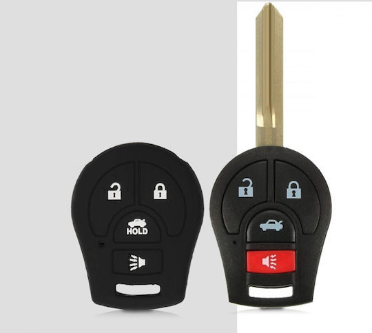 Husă Cheie Auto Nissan 4 Butoane Silicon Neagră 49187.01