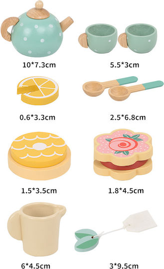 Ebest Kabi Wooden Tea Set Playset Afternoon Tea Set 3+ Years 15 Pieces