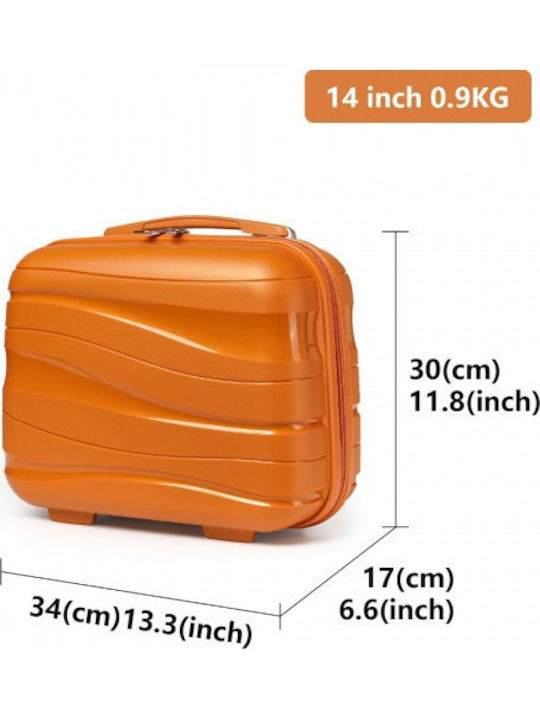 Miss Lulu Lightweight Polypropylene Hard Shell Vanity Case Orange 24.5 Cm 30.5 Cm 15 Cm