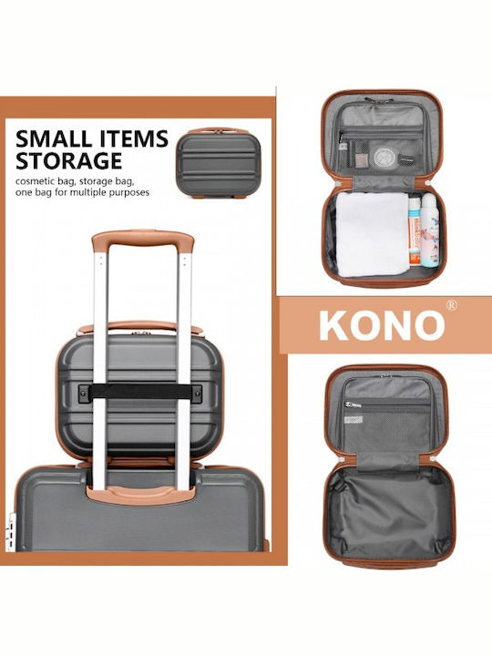 Miss Lulu Lightweight Hard Shell Abs Vanity Case Gray Brown 24.5 Cm 30.5 Cm 15 Cm