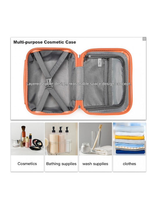 Miss Lulu Lightweight Hard Shell Abs Vanity Case Orange 24.5 Cm 30.5 Cm 15 Cm