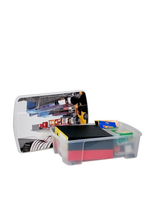 Artplast Ιταλίας Κουτί Αποθήκευσης 56x39x18cm Πλαστικό 35lt Διάφανο Decor New York